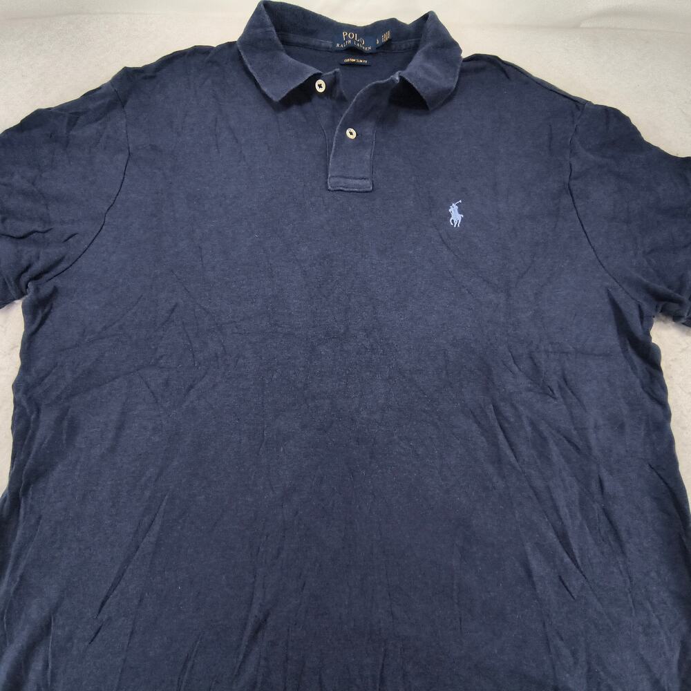 Polo Ralph Lauren Custom Slim Fit Polo Shirt Mens Size Large L Navy Blue